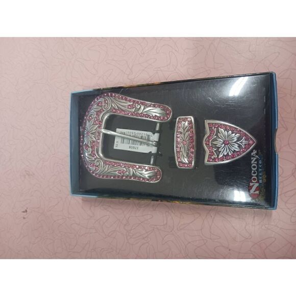 Pink sparkle western Rodeo belt buckle set - Picture 1 of 4